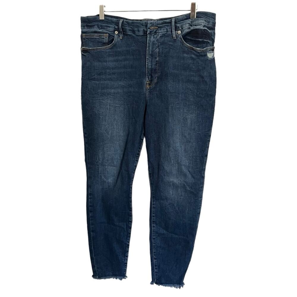 Good American Good Legs Skinny Jeans Indigo 236 Frayed Hem Denim Plus Size 20